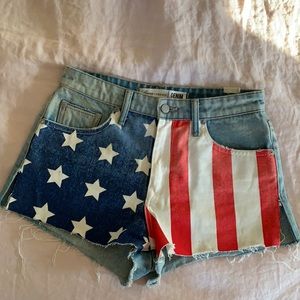 Lovers + Friends flag denim shorts